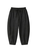 Barrel-Leg Under-Bump Drawstring Pants in Linen