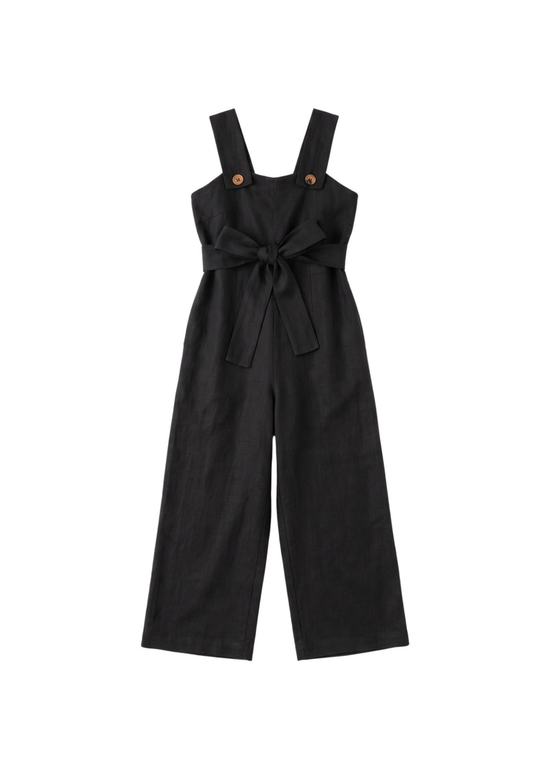 Beatrice Button Jumpsuit in Sandwashed Linen