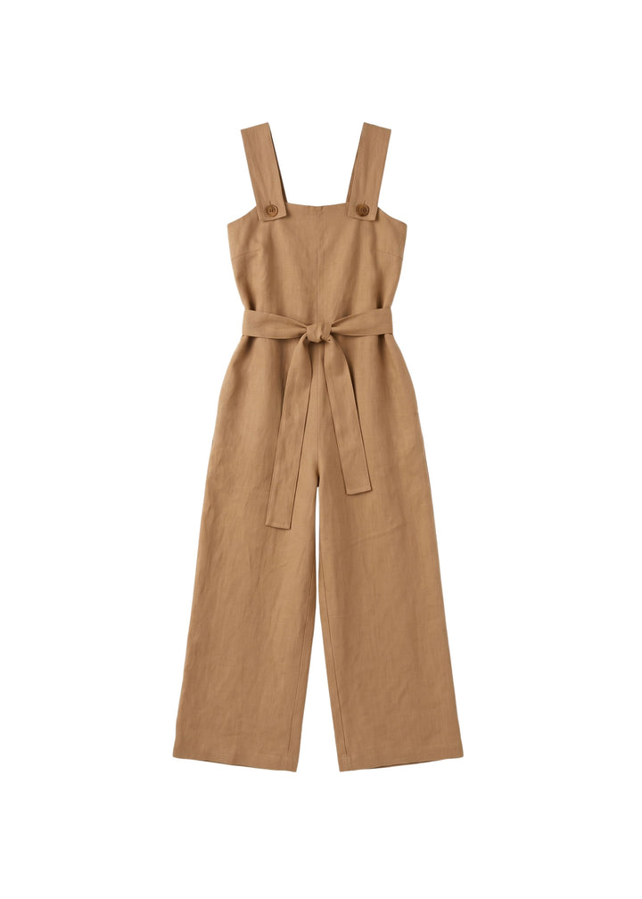 Beatrice Button Jumpsuit in Sandwashed Linen