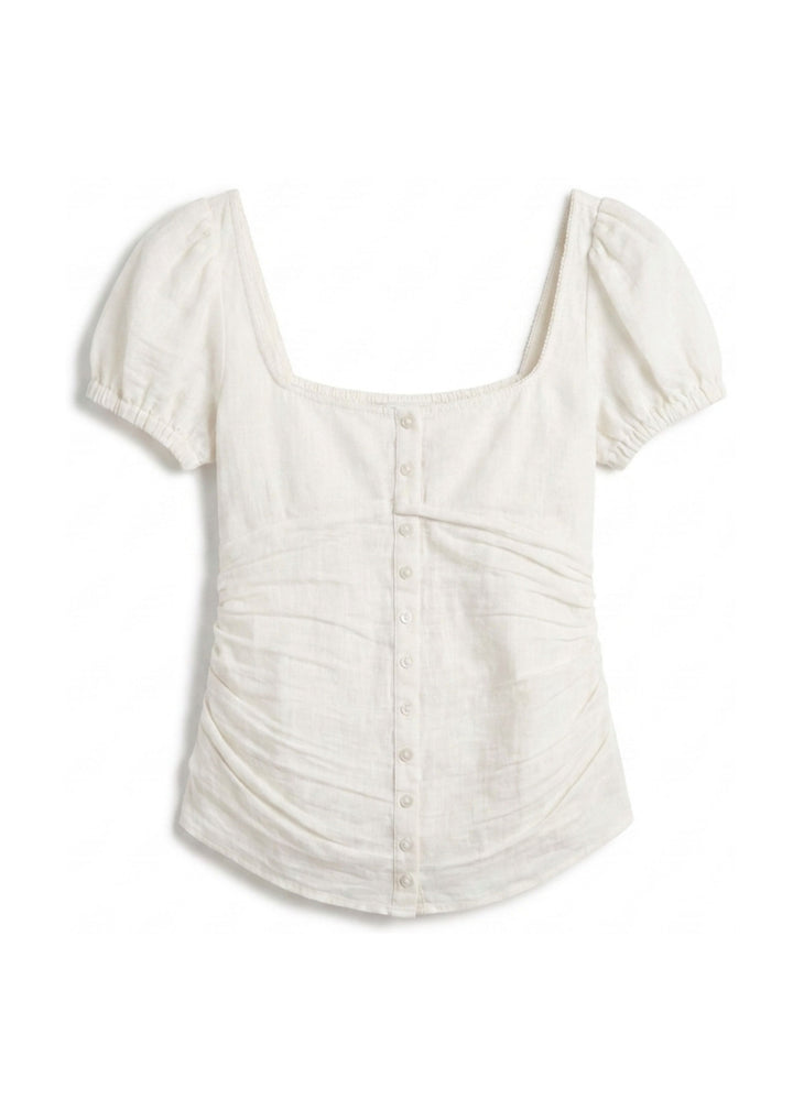 Button Front Ruched Blouse