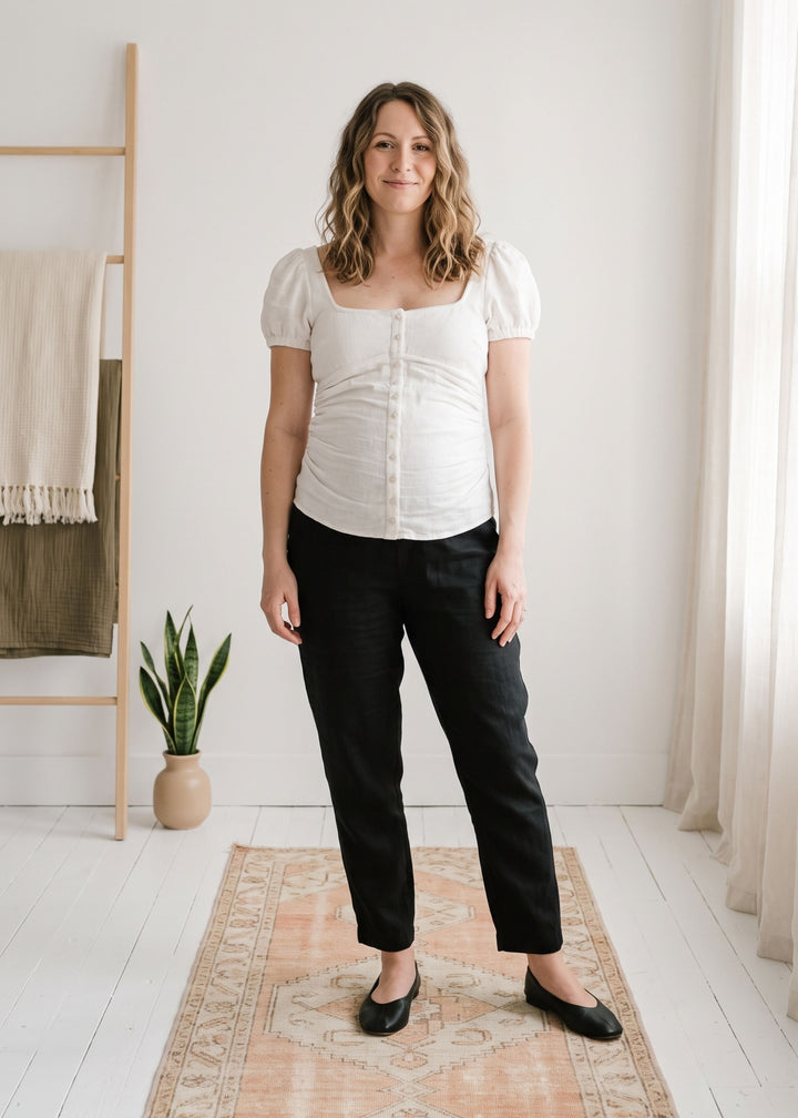 Button Front Ruched Blouse
