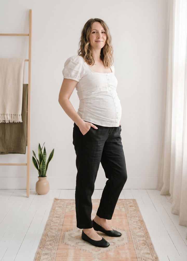 Button Front Ruched Blouse