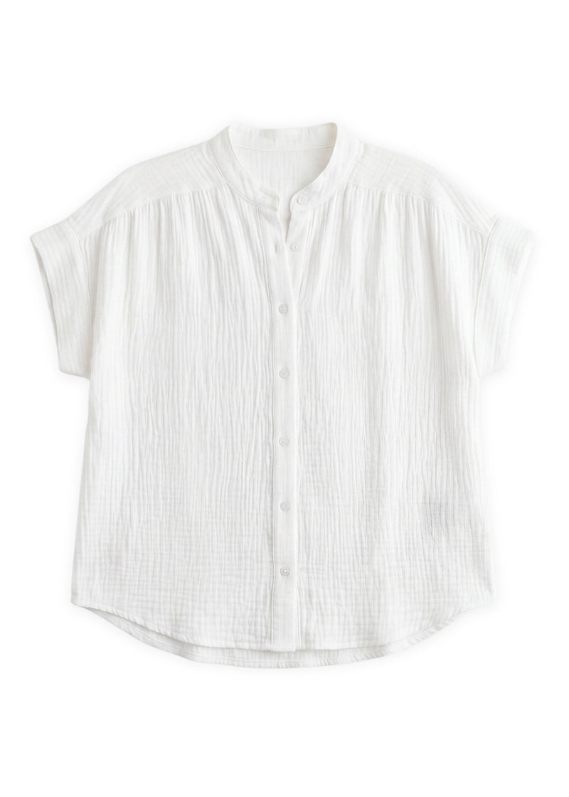 Button Down Top in Cotton Gauze