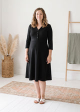 Button Front Stretch Nursing Dress in Cotton