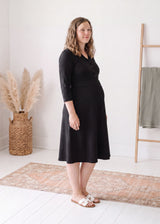 Button Front Stretch Nursing Dress in Cotton