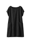 Cap-Sleeve Linen Tunic Dress in Linen