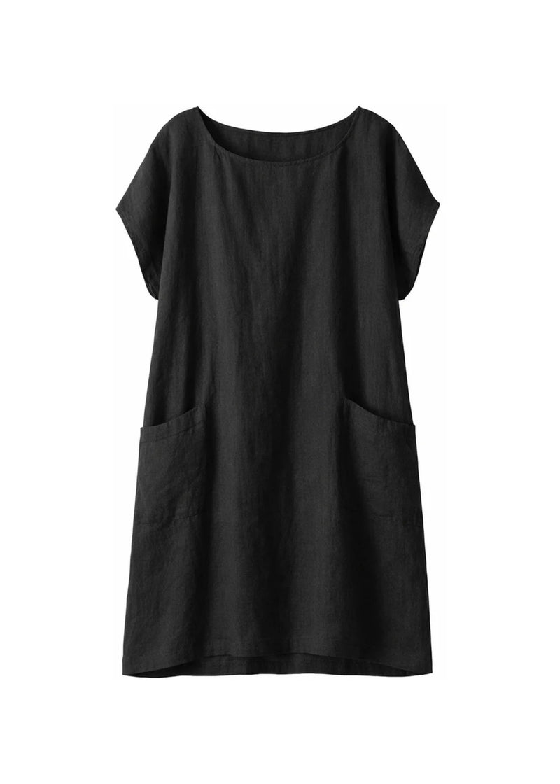 Cap-Sleeve Linen Tunic Dress in Linen