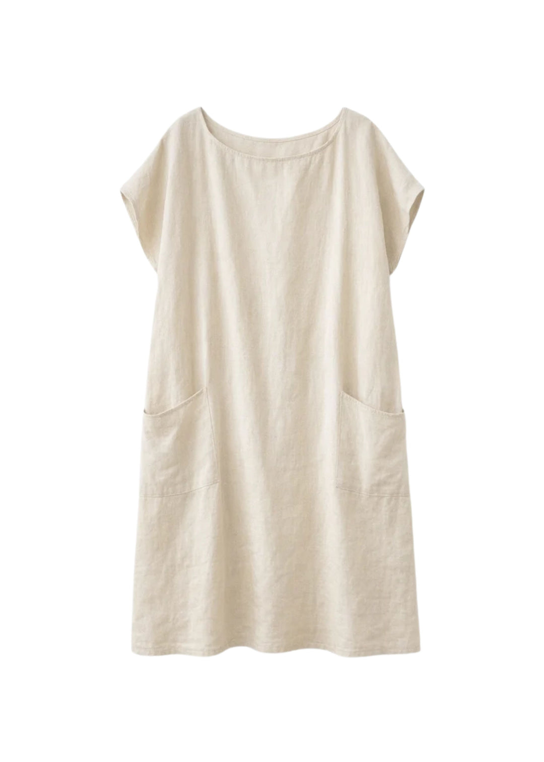 Cap-Sleeve Linen Tunic Dress in Linen