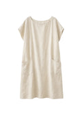 Cap-Sleeve Linen Tunic Dress in Linen