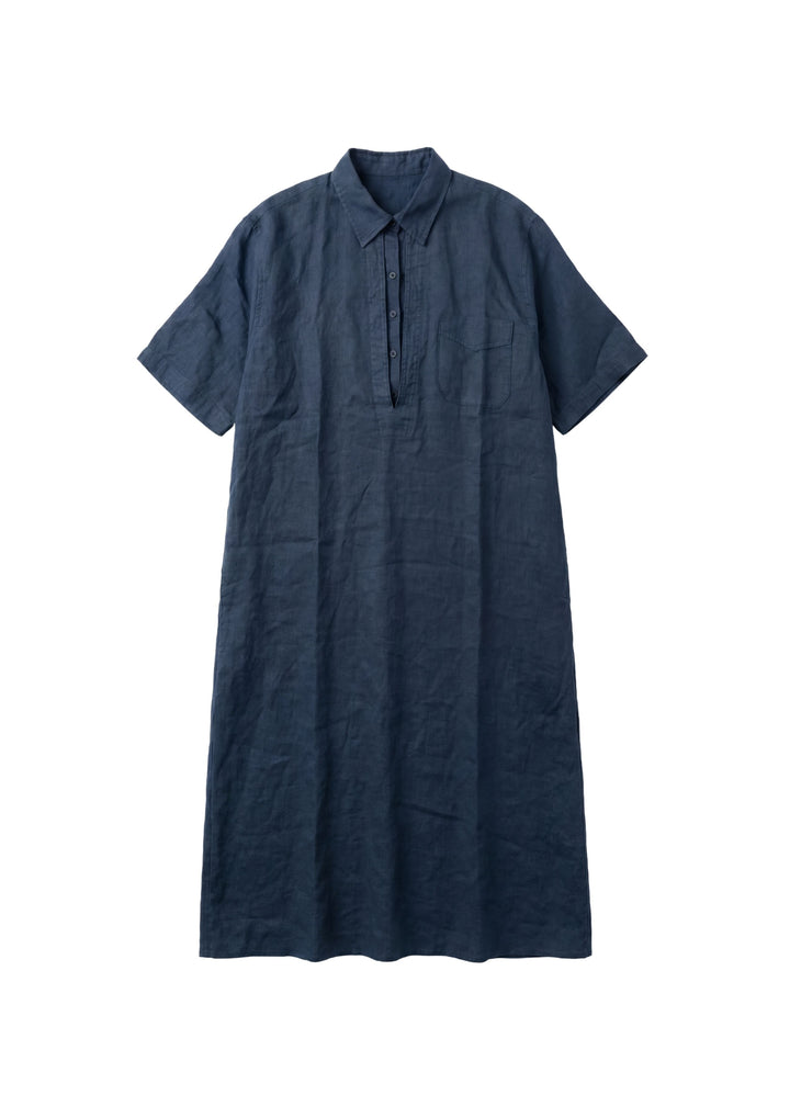 Cuffed Sleeve Nursing Shirtdress in Linen