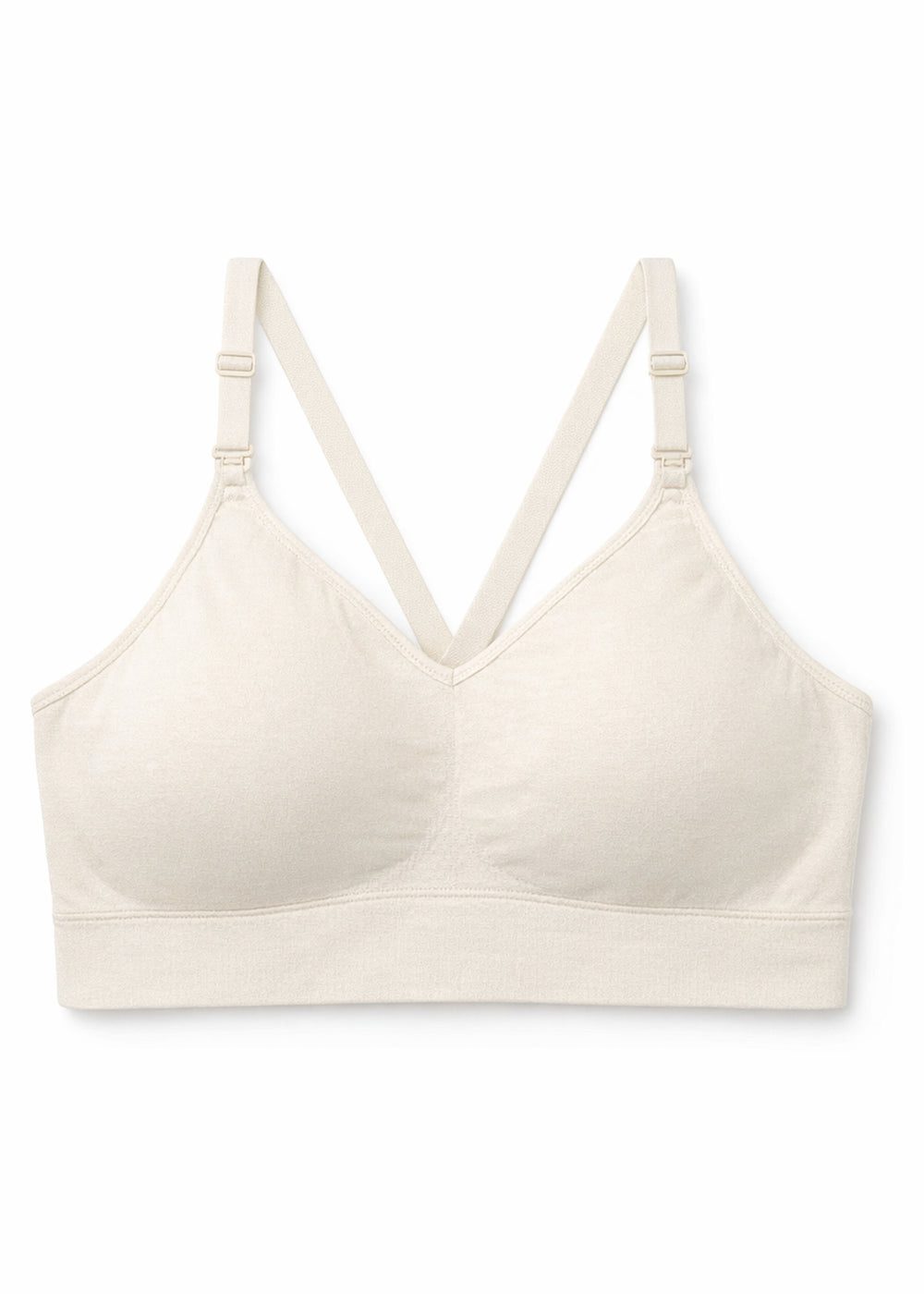 Seamless Clip-Down Nursing Bra in Natural — flat lay, front