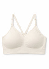 Seamless Clip-Down Nursing Bra in Natural — flat lay, front