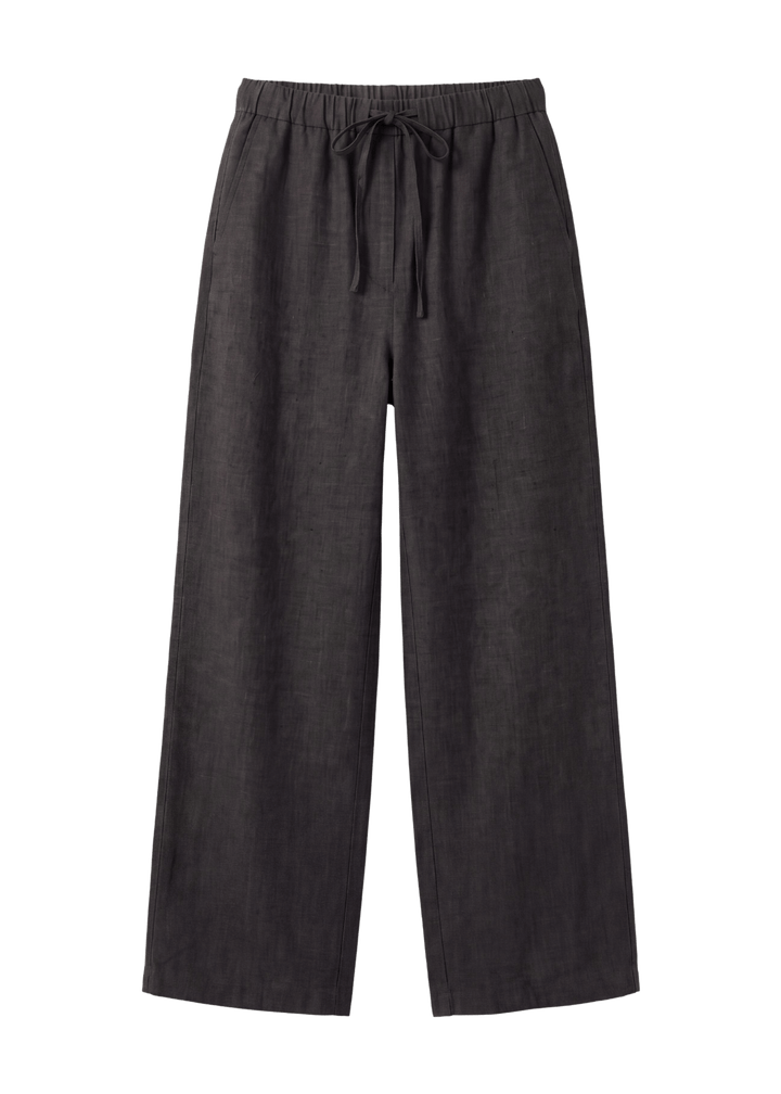 Drawstring Straight Leg Pants in Sandwashed Linen