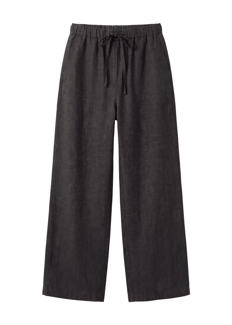 Drawstring Straight Leg Pants in Sandwashed Linen