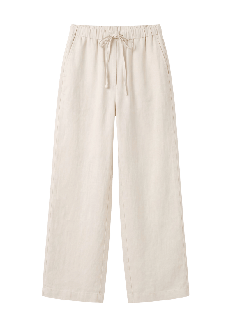 Drawstring Straight Leg Pants in Sandwashed Linen