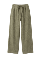 Drawstring Straight Leg Pants in Sandwashed Linen