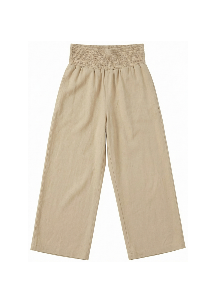 Easy Pull-On Transitional Cotton/Linen Wide Pants