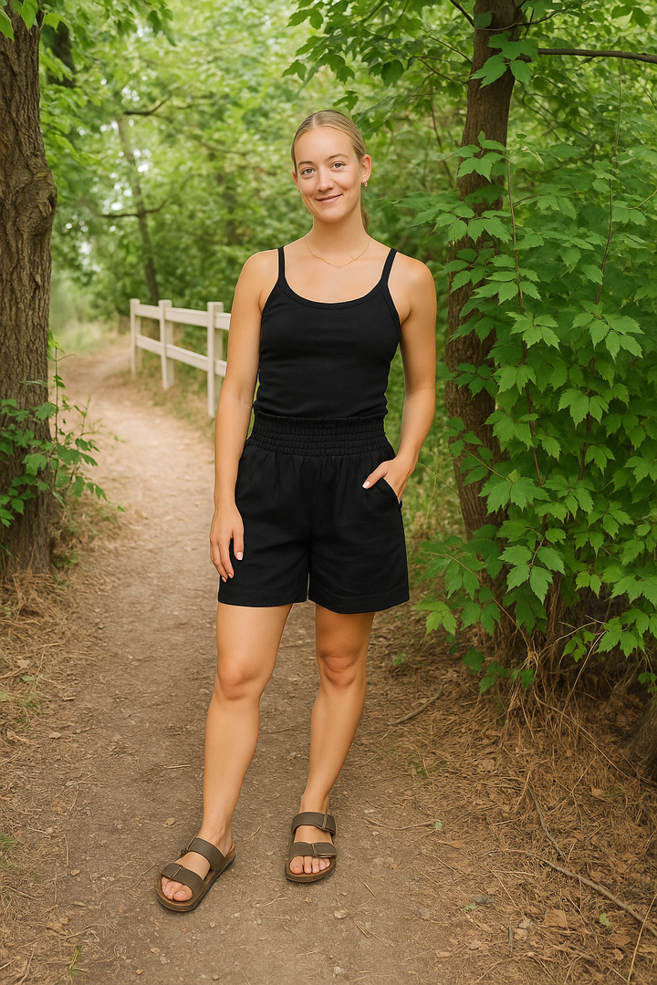 Smocked Linen Transitional Shorts
