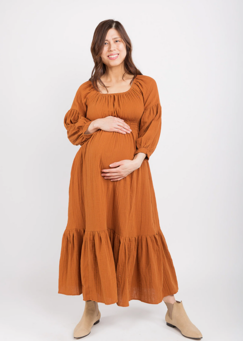 Eliza Maternity Dress in Cinnamon