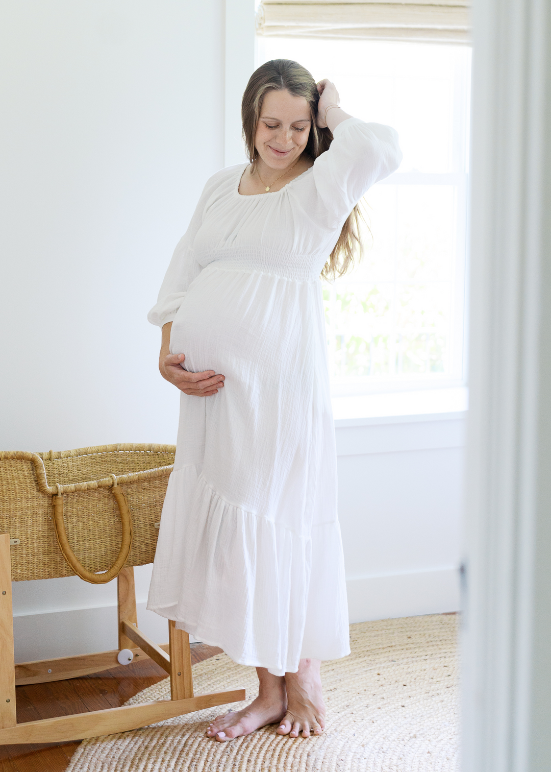 Eliza Maternity and Nursing Dress in Cotton Gauze