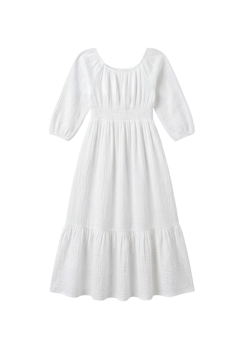 Cream Eliza Dress in Cotton Gauze