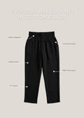 Black Everyday Breeze Pant in 100% cotton gauze, featuring an elastic waistband, bubble texture, and functional pockets.