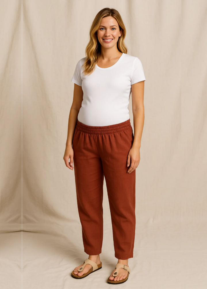 Everyday Transitional Maternity Smocked Linen Pant