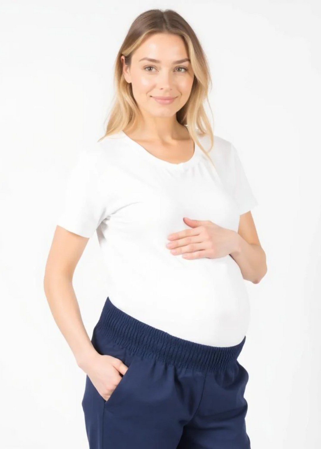 Everyday Transitional Maternity Smocked Linen Pant