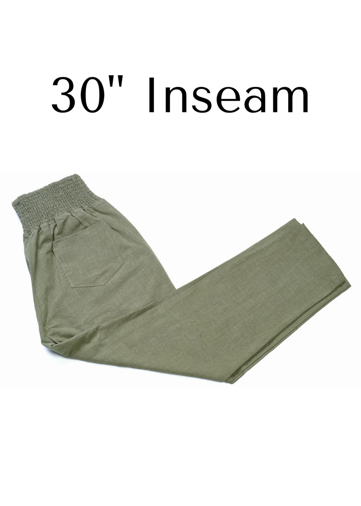 Everyday Transitional Maternity Smocked Linen Pant