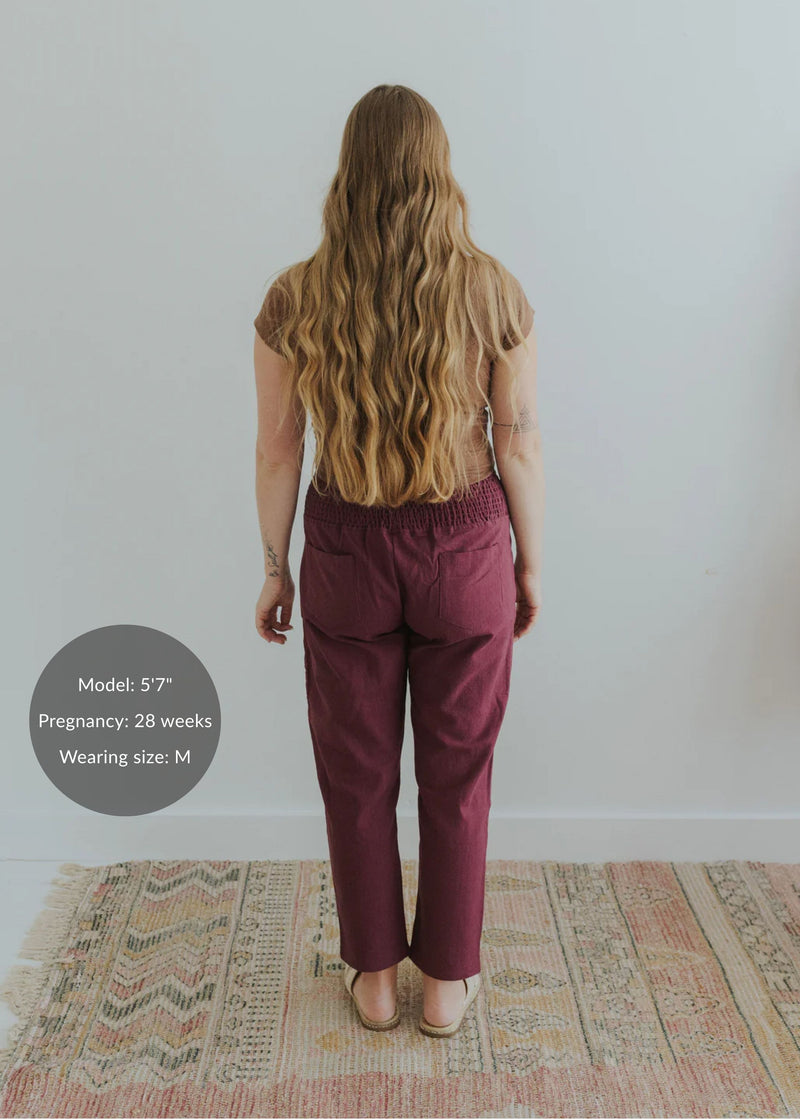 Garment Washed Smocked Pant in Linen