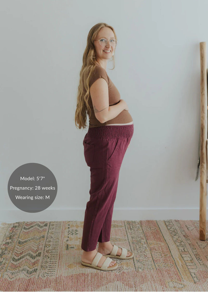 Garment Washed Smocked Pant in Linen