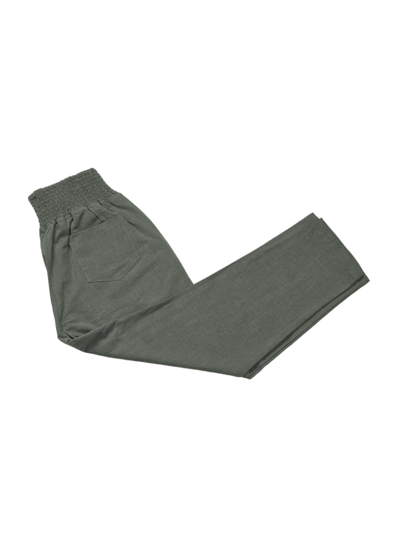 Garment Washed Smocked Pant in Linen