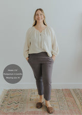 Garment Washed Smocked Pant in Linen