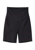 Cotton-cashmere over-bump maternity knit shorts in Black — flat lay