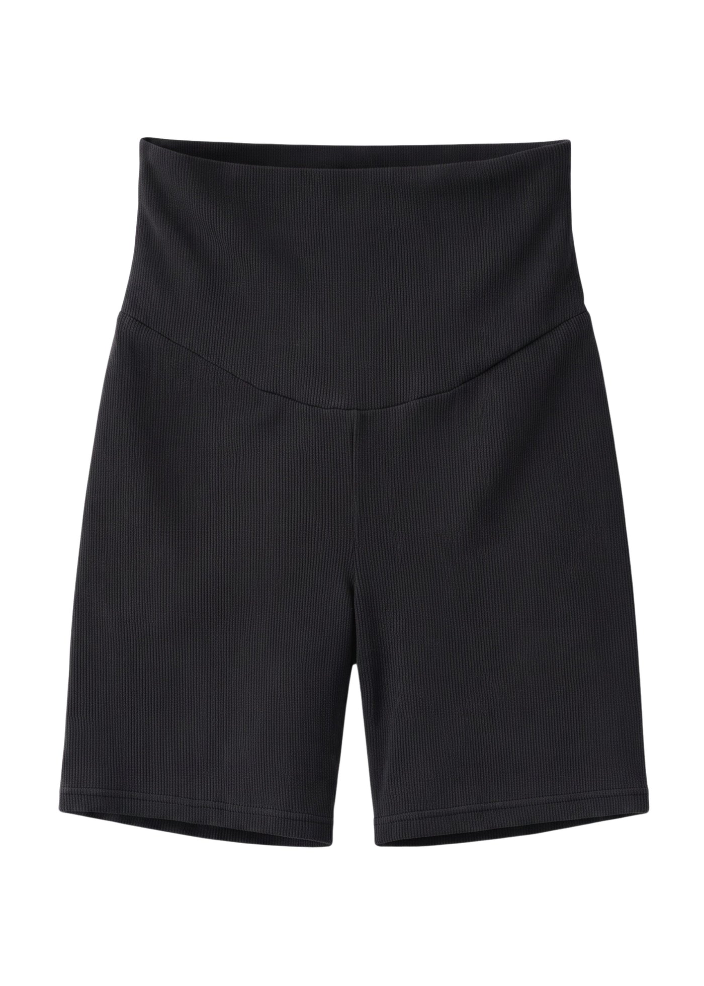 Cotton-cashmere over-bump maternity knit shorts in Black — flat lay