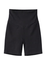 Cotton-cashmere over-bump maternity knit shorts in Black — flat lay