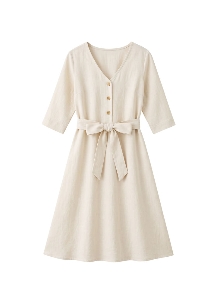 Faye Dress in Sandwashed Linen