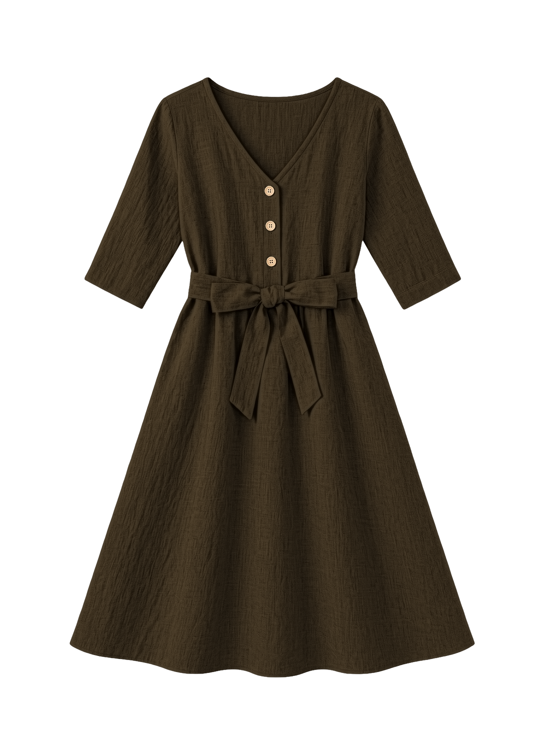 Faye Dress in Sandwashed Linen, Olive, flat lay