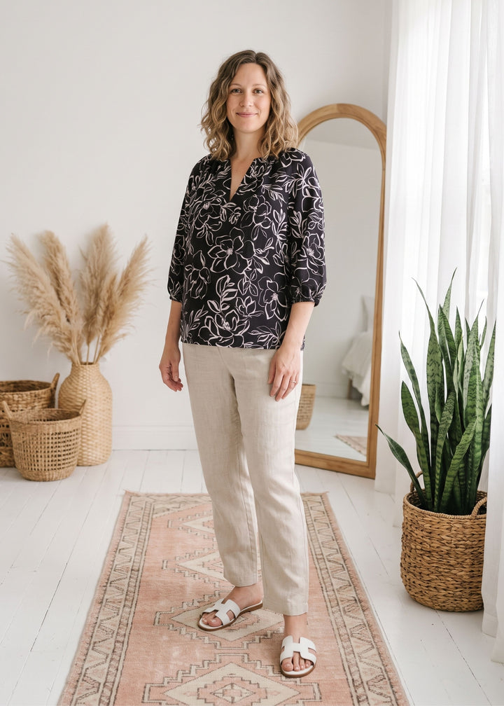 Nursing Friendly Tunic Top in Linen/Cotton
