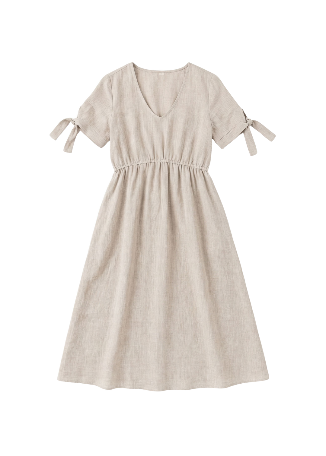 Flat lay of the Florence Midi Dress in natural sandwashed linen