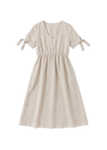 Flat lay of the Florence Midi Dress in natural sandwashed linen