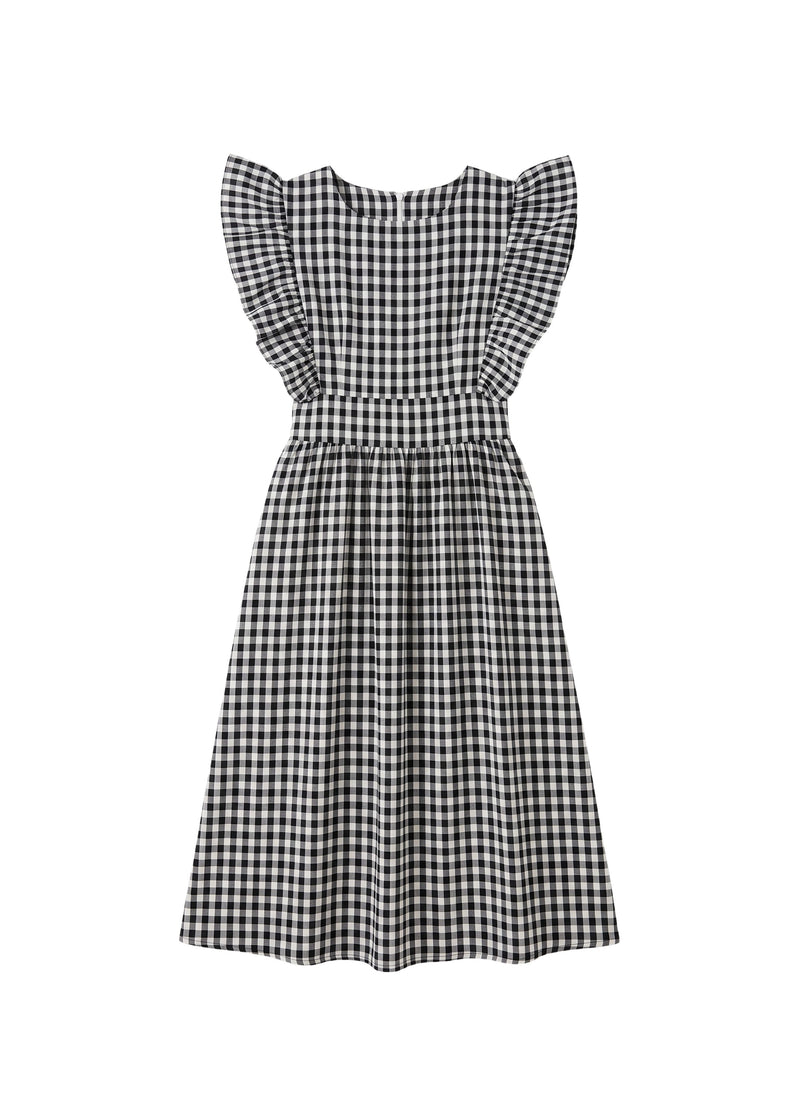 Flutter Sleeve Gingham Dress