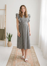 Flutter Sleeve Gingham Dress