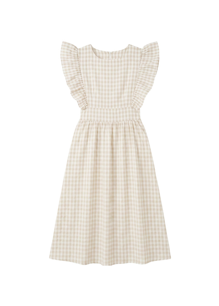 Flutter Sleeve Gingham Dress
