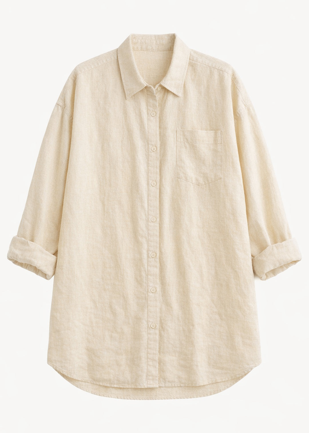 Oversized Boyfriend Linen Button-Down Shirt in Linen in Natural — flat lay