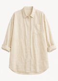 Oversized Boyfriend Linen Button-Down Shirt in Linen in Natural — flat lay