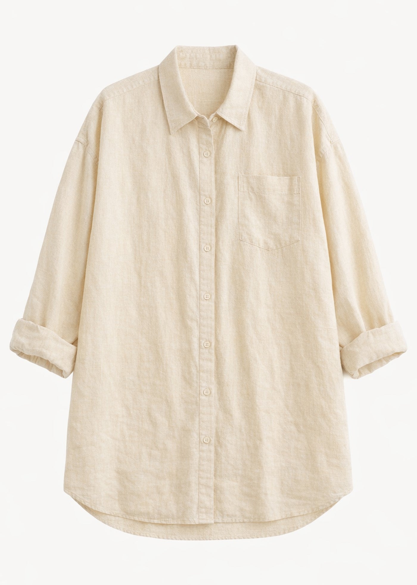 Oversized Boyfriend Linen Button-Down Shirt in Linen in Natural — flat lay