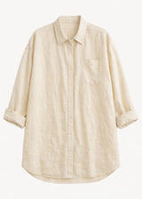 Oversized Boyfriend Linen Button-Down Shirt in Linen in Natural — flat lay