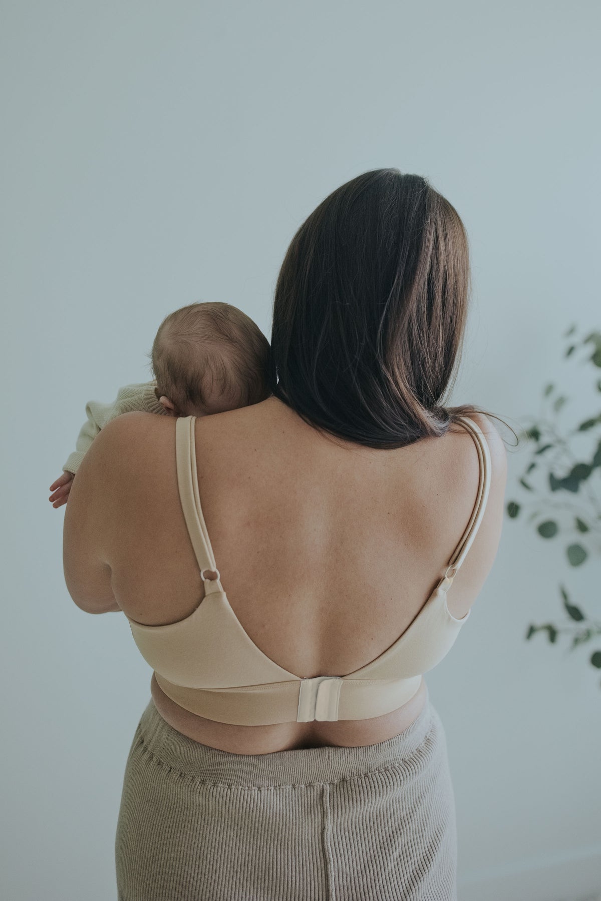 Back view of the Beige Front Clasp Nursing Bra showing the hook closure