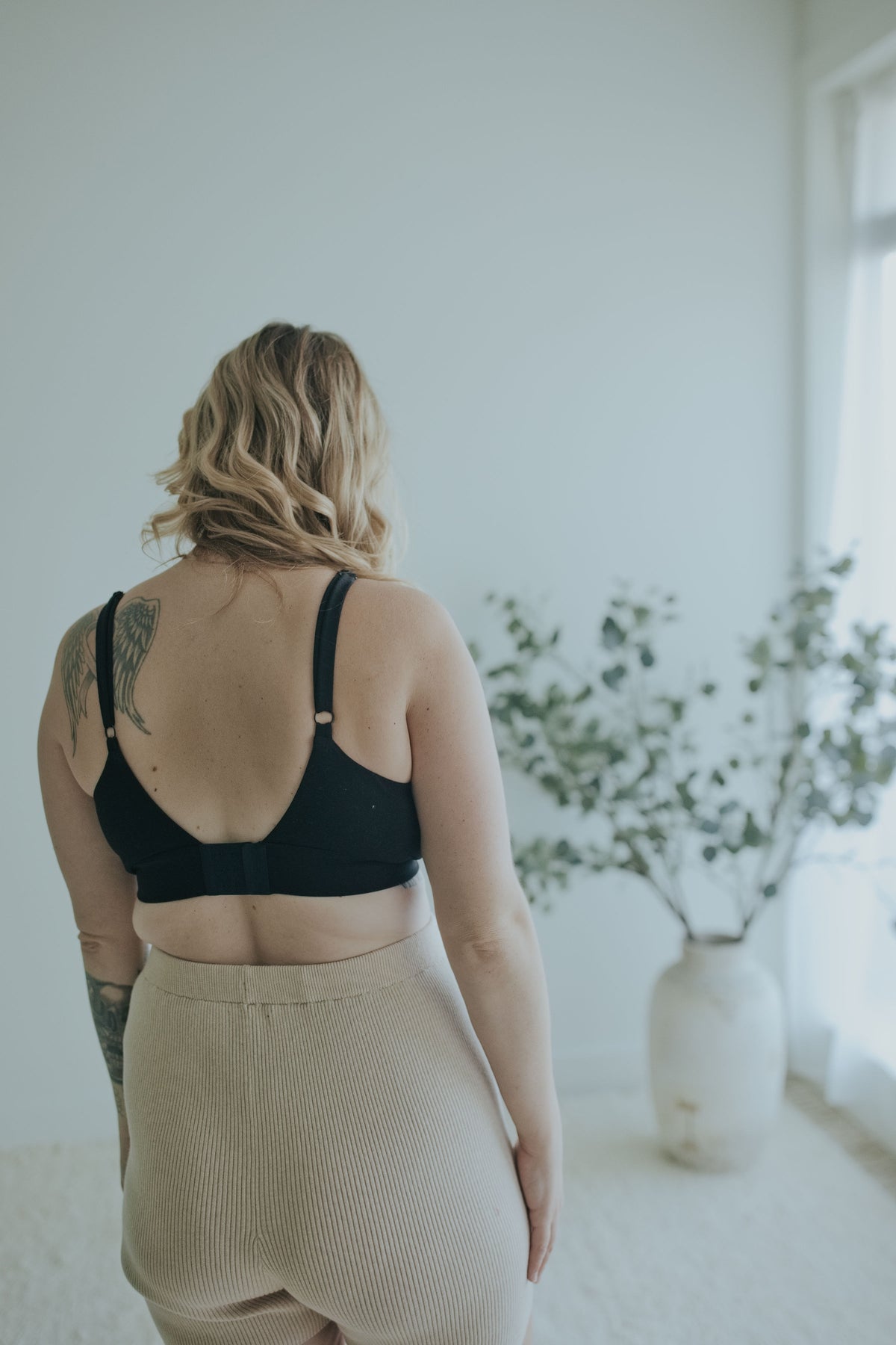 Back view of the Ebony Front Clasp Nursing Bra showing the hook closure